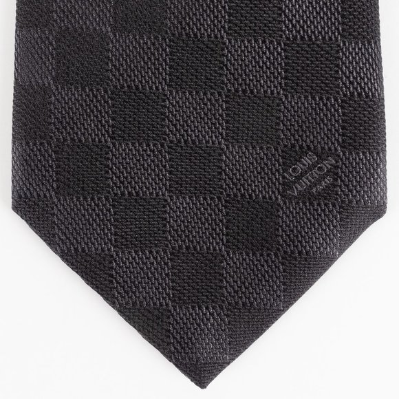 LOUIS VUITTON Silk Damier Classique Mens Neck Tie Black 182064